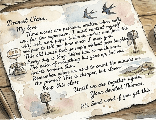 Words written when calls were too expensive.